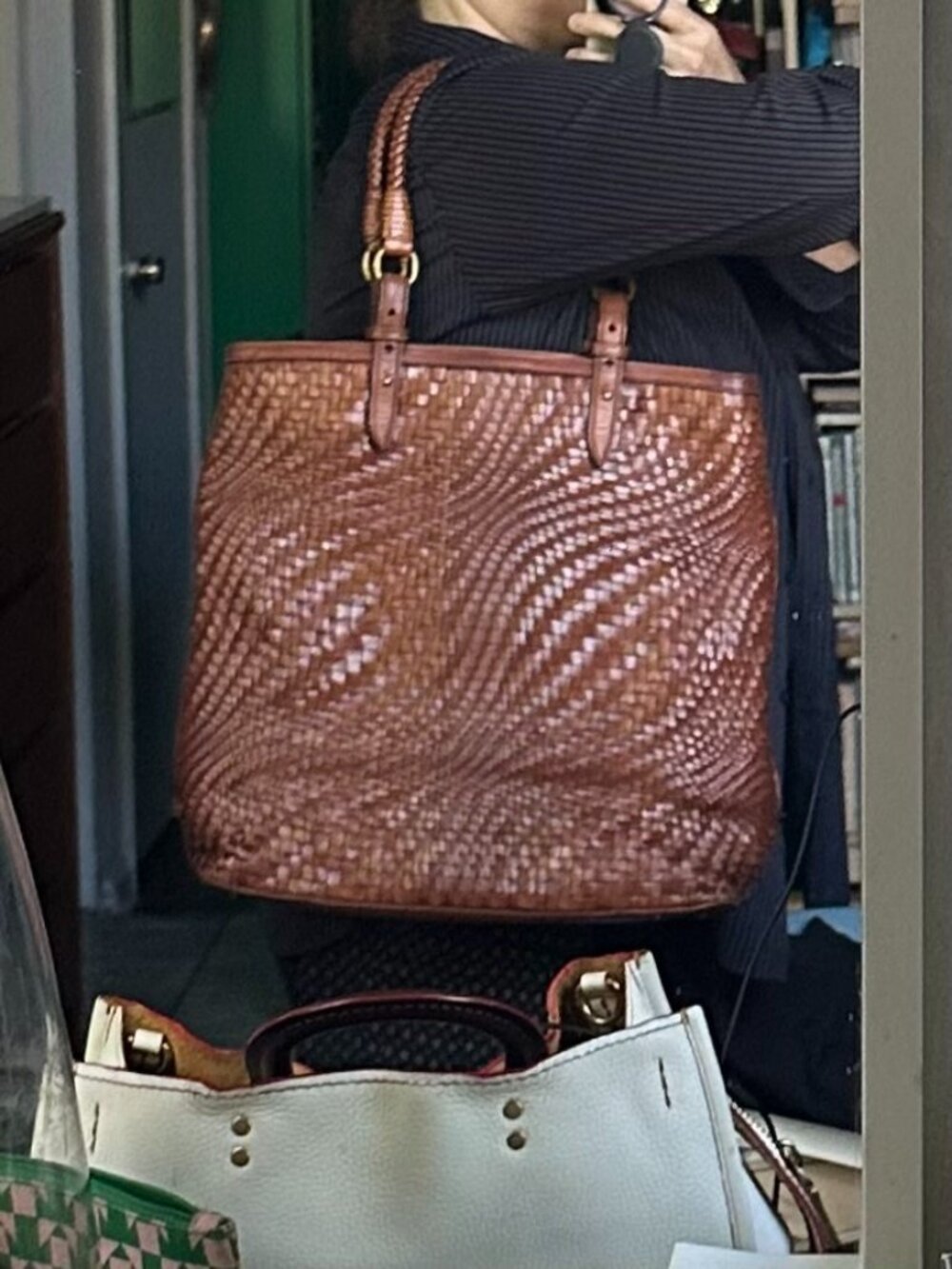 Vintage Cole Haan Woven "Genevieve" Italian LeatherTote XL Florentine